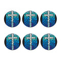 Blue Stained Glass Cross Print Coaster Set
