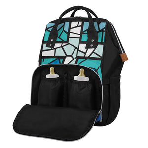 Blue Stained Glass Cross Print Diaper Bag