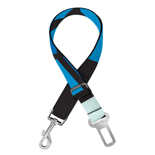 Blue Stained Glass Cross Print Dog Seat Belt