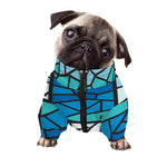 Blue Stained Glass Cross Print Dog Zip Up Jacket