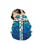 Blue Stained Glass Cross Print Dog Zip Up Jacket