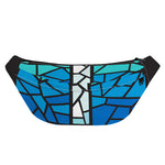 Blue Stained Glass Cross Print Fanny Pack