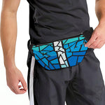 Blue Stained Glass Cross Print Fanny Pack