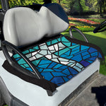 Blue Stained Glass Cross Print Golf Cart Seat Cover