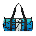 Blue Stained Glass Cross Print Gym Bag