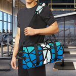 Blue Stained Glass Cross Print Gym Bag