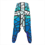 Blue Stained Glass Cross Print Hammer Pants