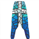 Blue Stained Glass Cross Print Hammer Pants