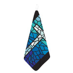 Blue Stained Glass Cross Print Hand Towel