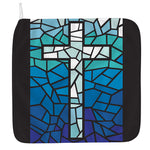 Blue Stained Glass Cross Print Hand Towel
