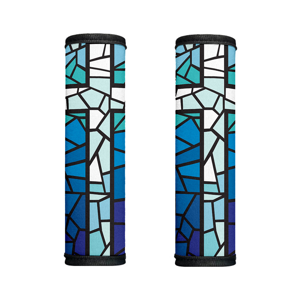 Blue Stained Glass Cross Print Handle Covers