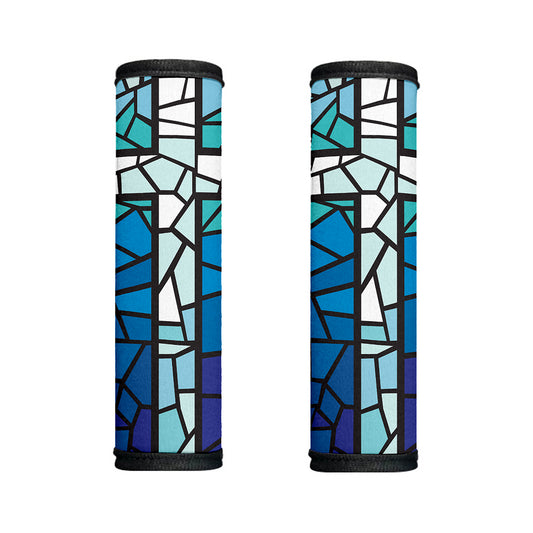 Blue Stained Glass Cross Print Handle Covers
