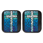 Blue Stained Glass Cross Print Handle Covers