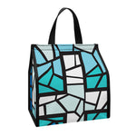 Blue Stained Glass Cross Print Insulated Lunch Tote