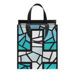 Blue Stained Glass Cross Print Insulated Lunch Tote