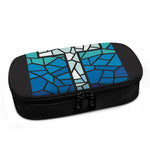 Blue Stained Glass Cross Print Insulin Cooler Travel Case