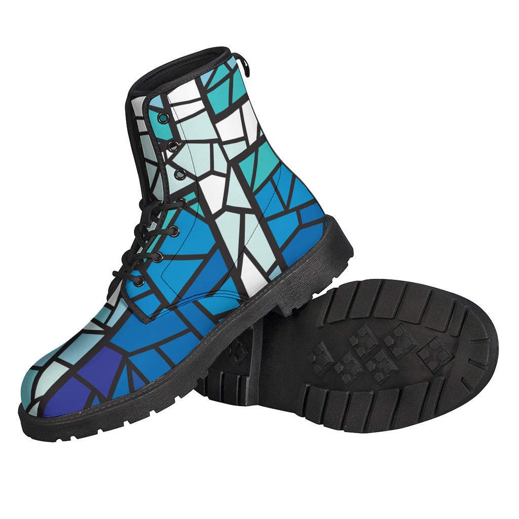 Blue Stained Glass Cross Print Backpack