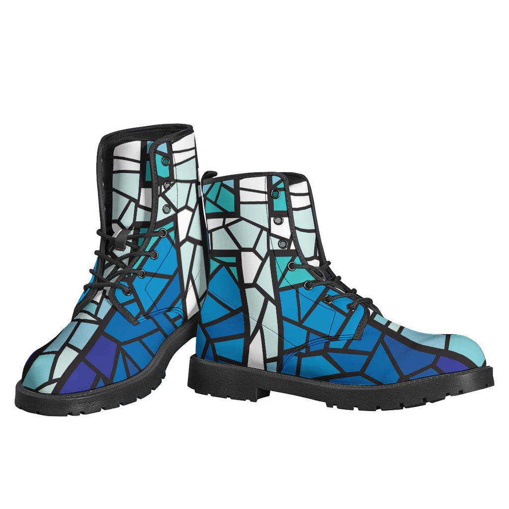 Blue Stained Glass Cross Print Backpack