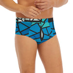 Blue Stained Glass Cross Print Men's Briefs