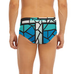 Blue Stained Glass Cross Print Men's Briefs