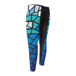 Blue Stained Glass Cross Print Men's Compression Pants