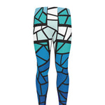 Blue Stained Glass Cross Print Men's leggings
