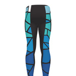 Blue Stained Glass Cross Print Men's leggings