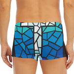 Blue Stained Glass Cross Print Men's Short Boxer Briefs