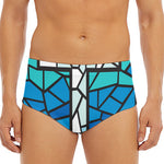 Blue Stained Glass Cross Print Men's Triangle Swim Briefs