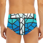 Blue Stained Glass Cross Print Men's Triangle Swim Briefs