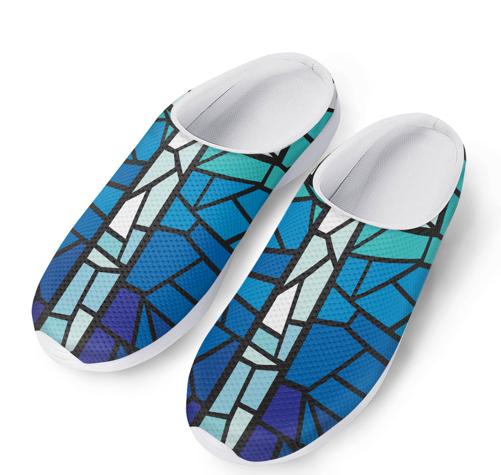 Blue Stained Glass Cross Print Mesh Casual Shoes
