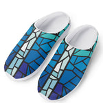 Blue Stained Glass Cross Print Mesh Casual Shoes