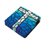 Blue Stained Glass Cross Print Outdoor Seat Cushion Cover