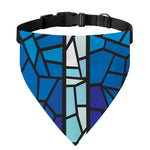Blue Stained Glass Cross Print Over The Collar Dog Bandana