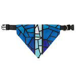Blue Stained Glass Cross Print Over The Collar Dog Bandana