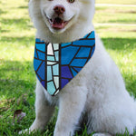 Blue Stained Glass Cross Print Over The Collar Dog Bandana