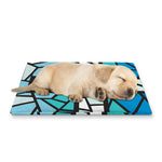 Blue Stained Glass Cross Print Pet Cooling Mat Cover