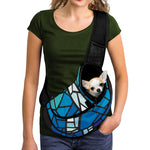 Blue Stained Glass Cross Print Pet Sling Carrier