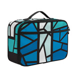 Blue Stained Glass Cross Print Portable Lunch Bag