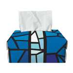 Blue Stained Glass Cross Print Rectangle Tissue Box Cover
