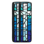 Blue Stained Glass Cross Print Refrigerator Handle Covers