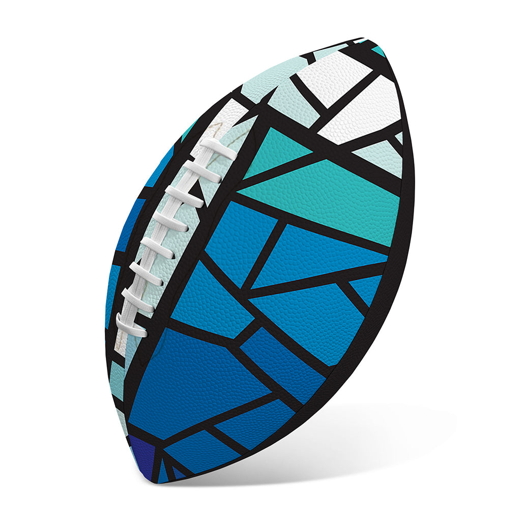 Blue Stained Glass Cross Print Rugby Ball