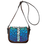 Blue Stained Glass Cross Print Saddle Bag
