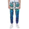 Blue Stained Glass Cross Print Joggers