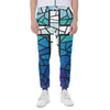 Blue Stained Glass Cross Print Scuba Joggers