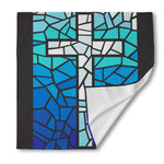 Blue Stained Glass Cross Print Silk Bandana
