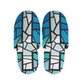 Blue Stained Glass Cross Print Slippers