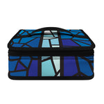 Blue Stained Glass Cross Print Small Lunch Bag