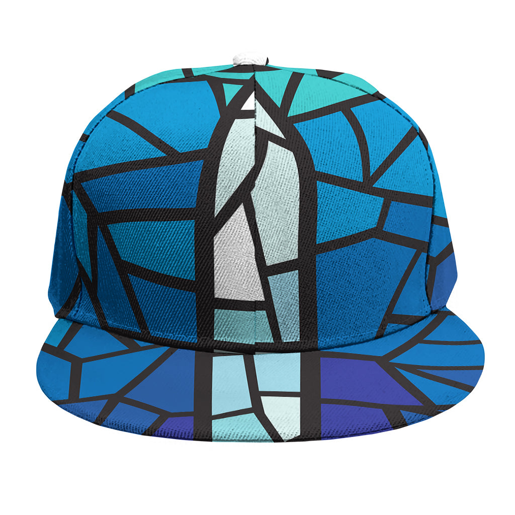 Blue Stained Glass Cross Print Snapback Cap