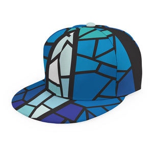 Blue Stained Glass Cross Print Snapback Cap